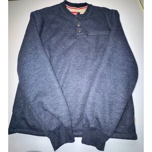 Coleman Mens Sherpa Lined Henley Sweatshirt Navy Blue Long Sleeve Large
